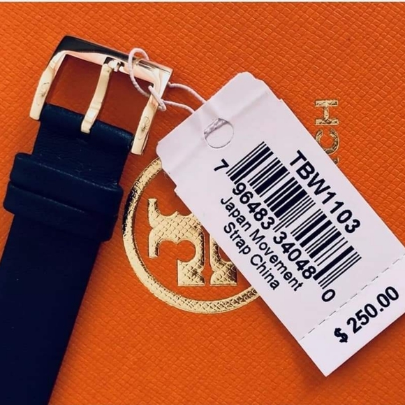 TORY BURCH DALLOWAY Navy Blue Leather Watch - Picture 4 of 8